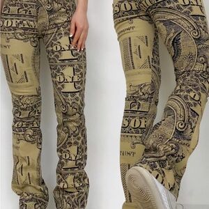 DKNY Beige Graphic Skinny Pants